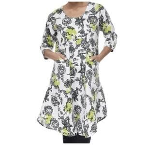 Snapdragon & Twig dress medium M floral linen oversized relaxed lagen look beach